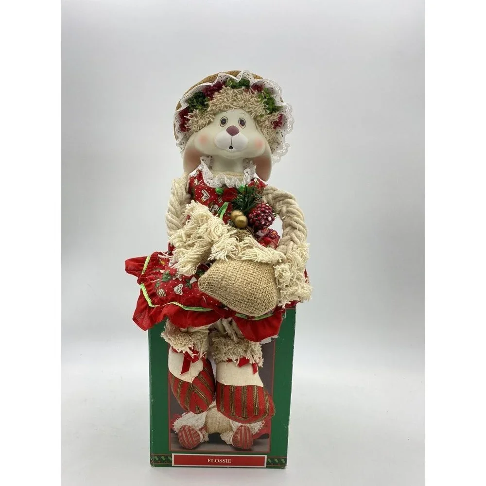 VTG 90s House Of Lloyd Flossie Christmas Bunny Doll Box‎ Holiday Cottagecore Y2K
